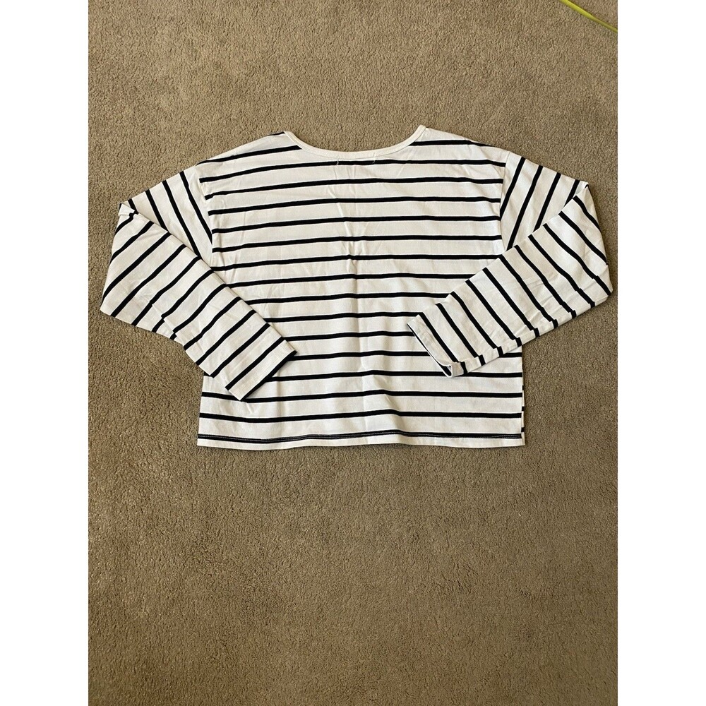 Madden Girl Striped Long-Sleeve Crop Top Sequin Cherry Patch Y2K Style Size XL - Picture 10 of 10